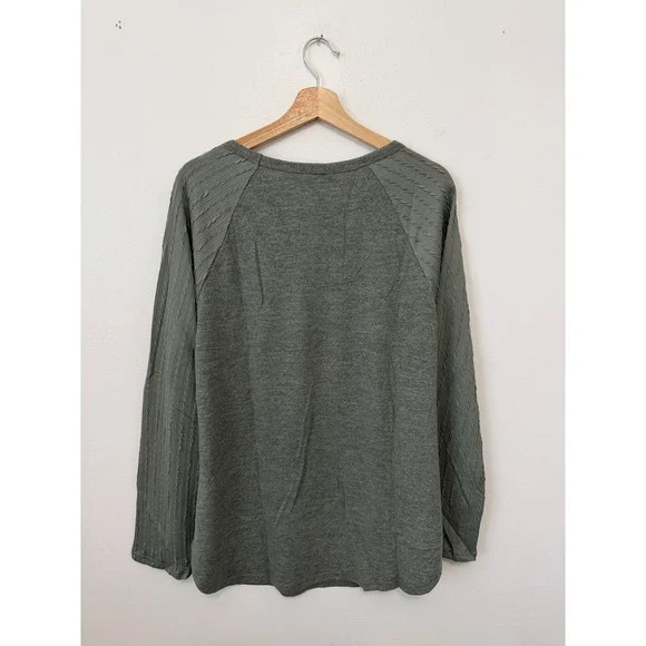 NWT SAMPEEL Women's Crewneck Sweatshirt Tunic – Green – Size XL - Picture 5 of 5